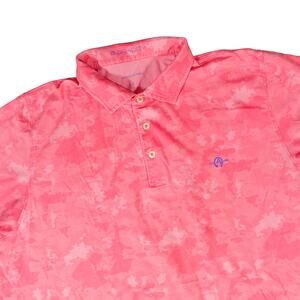 Johnnie O Pima Cotton Pink Camo Adias Golf Polo Shirt Large